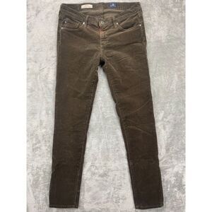 AG‎ Adriano Goldschmied Women's Corduroy Jeans The Stilt Brown 27R Cigarette Leg
